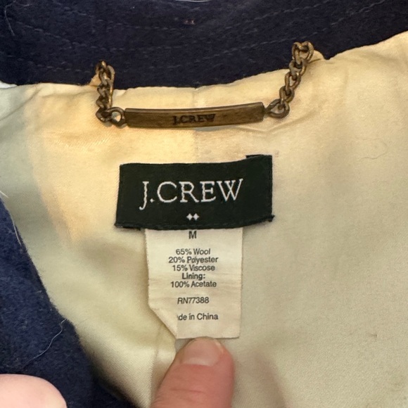 J Crew Wool Blend Short Navy Women's Pea Coat - Picture 3 of 8